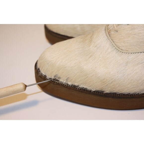 Pons Quintana Horsehair Cowhide Leather Oxford Shoes Women's sz 6 Cream Ivory - Picture 4 of 12